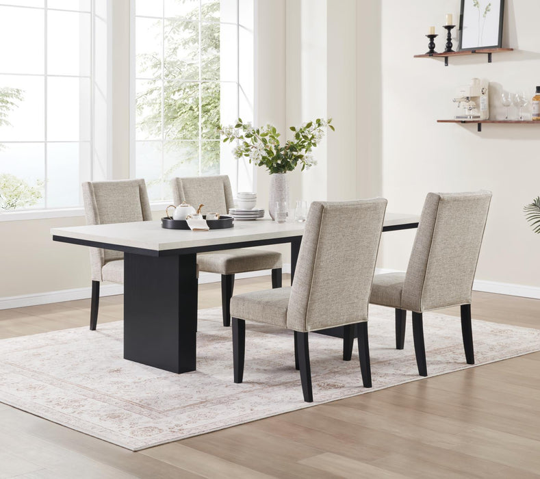 D120 - Melamin Rectangular Dining Table - Black / Ivory