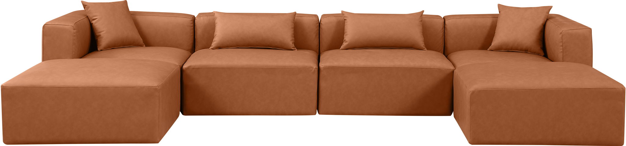 Cube - 6 Piece Modular Double Chaise Sectional - Cognac