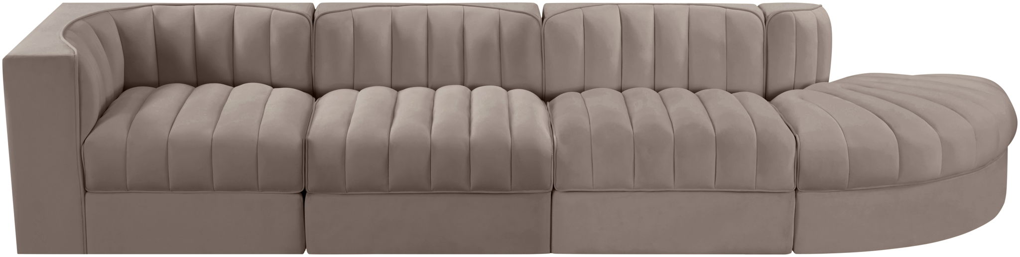 Rummi - Velvet Performance Fabric Upholstered 4 Piece Modular Sectional With Reverse Corner Chair - Stylish Home Furniture