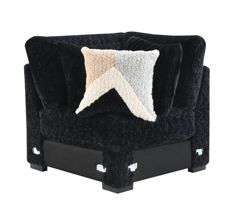 U281 - 6 Piece Setional With Right Chaise (1 LAF + 1 Wedge + 2 Armless Chair + 1 Console + 1 RAF Chaise) - Black - Stylish Home Furniture