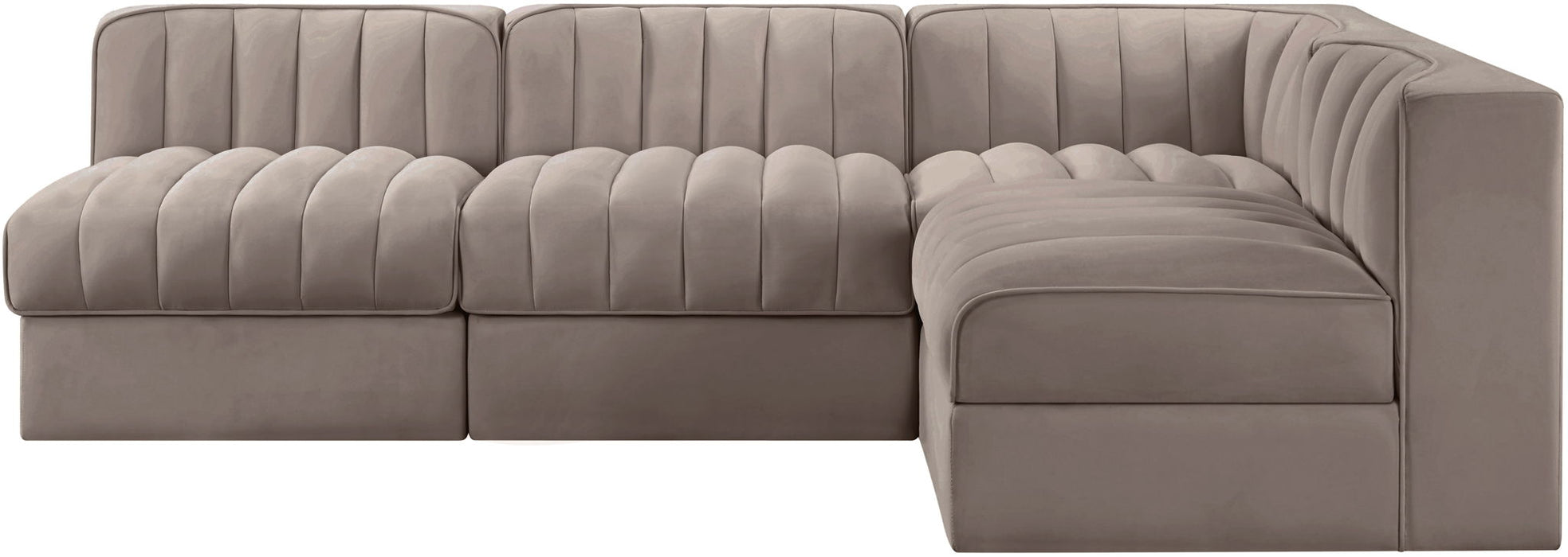 Rummi - Armless Velvet Performance Fabric Upholstered 4 Piece Modular Sectional - Stylish Home Furniture