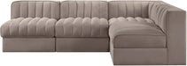 Rummi - Armless Velvet Performance Fabric Upholstered 4 Piece Modular Sectional - Stylish Home Furniture