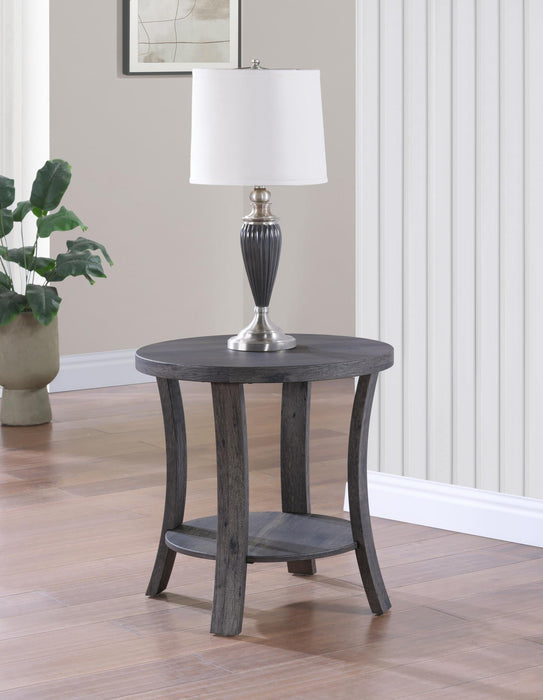 T177 - Coffee Table & 2 Round End Tables - Dark Brown