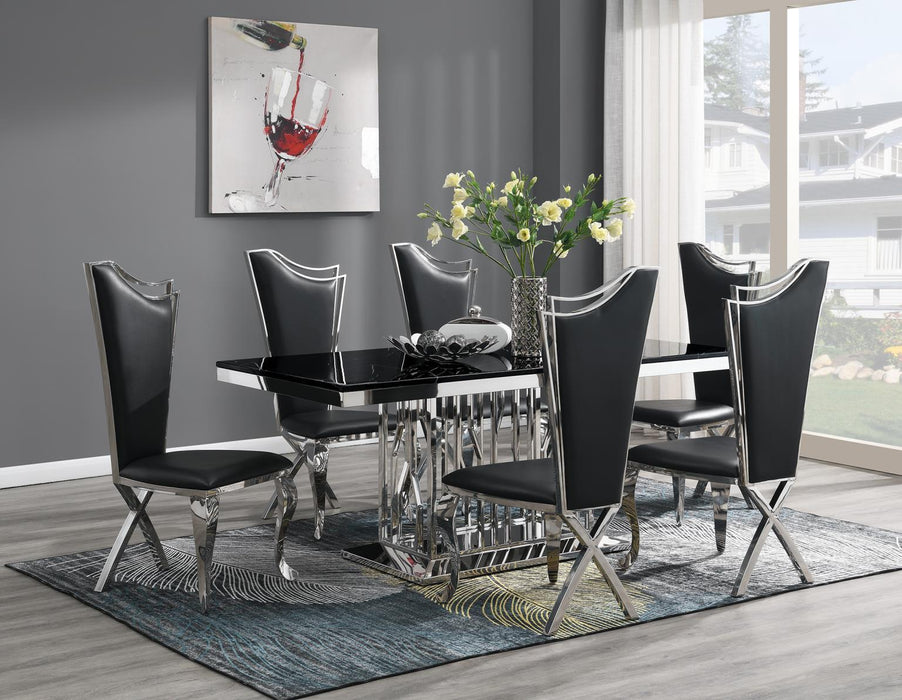 G-081-T-BLACK - Marble Dining Table - Black
