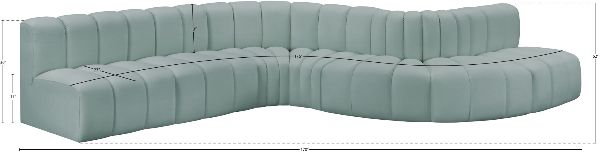 Arc - Faux Leather 7 Piece Modular Sofa