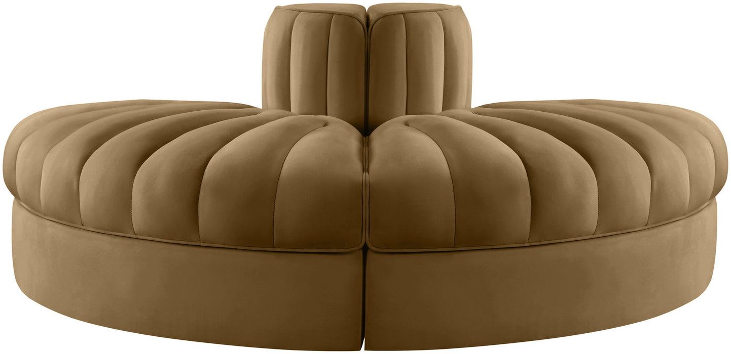 Rummi - Velvet Performance Fabric Upholstered 2 Piece  Rounded Modular Loveseat - Stylish Home Furniture
