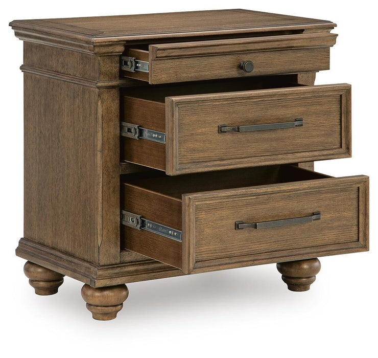 Karallin - Three Drawer Night Stand - Medium Brown - Stylish Home Furniture