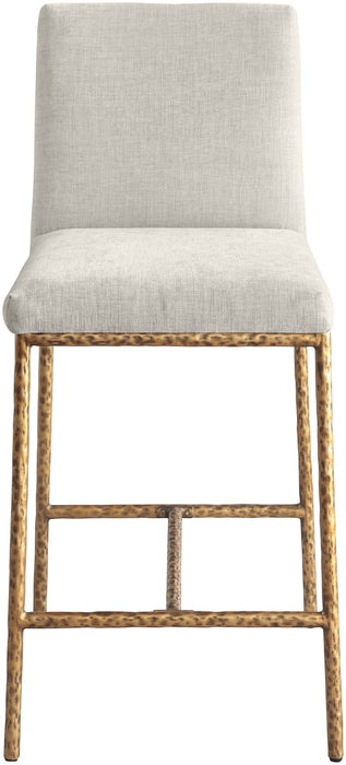Reeves - Chenille Fabric Upholstered Counter Stool (Set of 2) - Gold Base