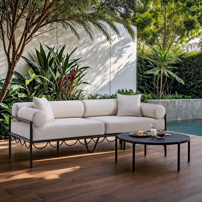 Portofino - Resilient Water Repellent Fabric 85.75" Upholstered Outdoor Patio Sofa