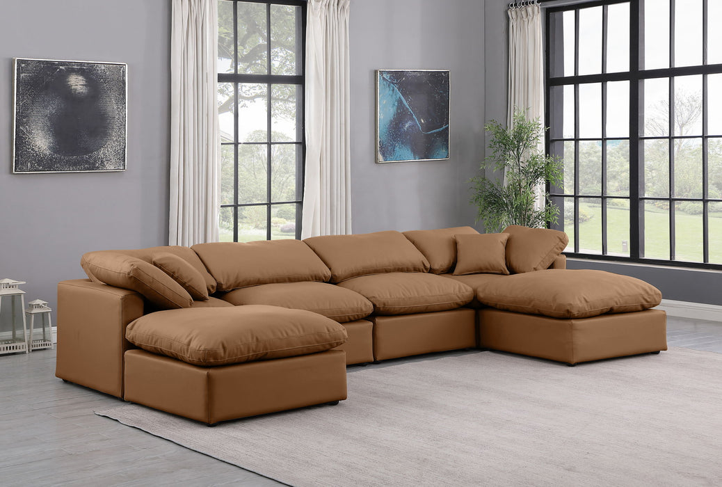 Indulge - Faux Leather 6 Piece Modular Double Chaise Sectional - Stylish Home Furniture