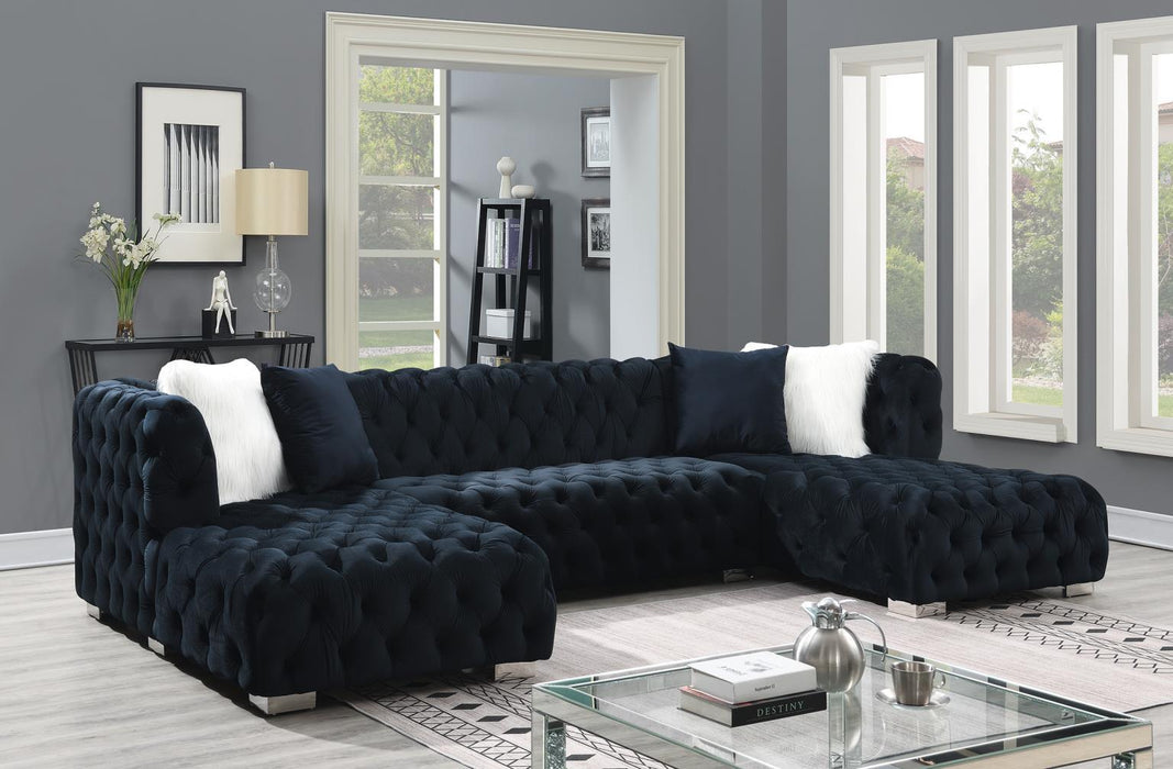 U285 - 3 Piece Sectional (Two Chaises) - Black