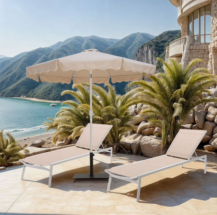 Amalfi - Aluminum Patio Umbrella - Black Base / White Pole - Stylish Home Furniture