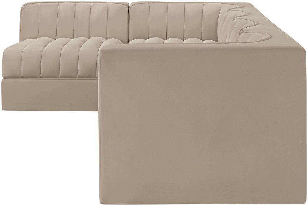 Rummi - Velvet Performance Fabric Upholstered 5 Piece Modular Sectional, L-Shaped (Right) - Stylish Home Furniture