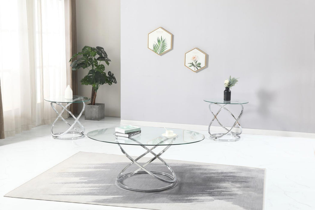 T304 - Chrome Table Set (Set of 3) - Pearl Silver