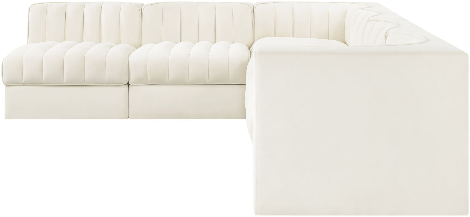 Rummi - Velvet Performance Fabric Upholstered 6 Piece Modular Sectional (With 3 Corner Chairs) - Stylish Home Furniture
