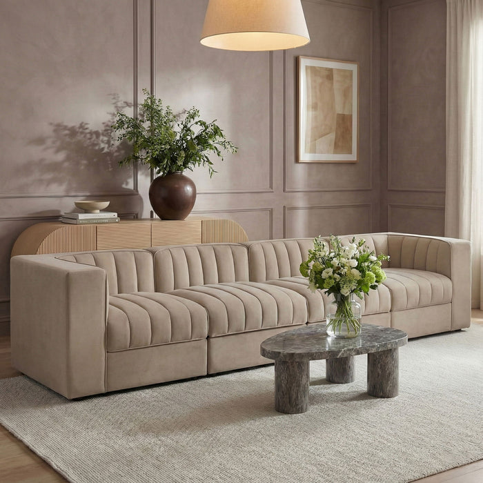 Rummi - Velvet Performance Fabric Upholstered 4 Piece Modular Sofa - Stylish Home Furniture