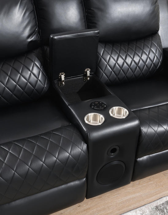 U126 - LED Motion Sofa With Dropdown Table - Black