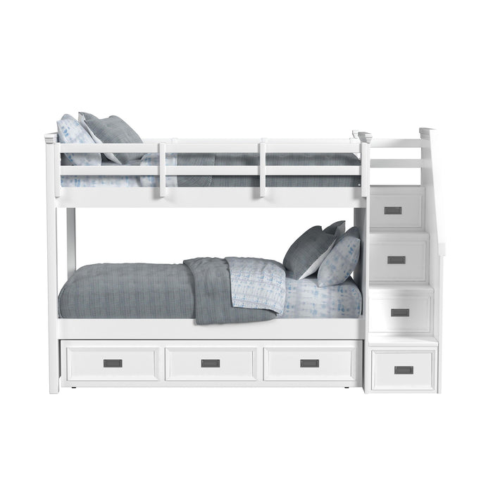 Hampton Kids - Bunk With Staircase And Trundle - Stylish Home Furniture