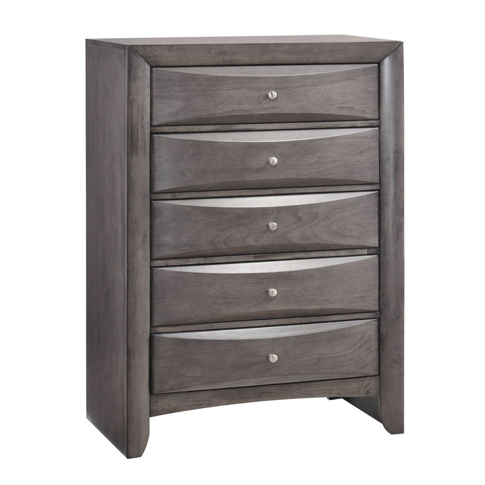 Emily - 5-Drawer Chest (Sturdy) - Gray - Stylish Home Furniture