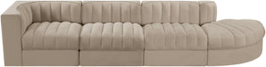 Rummi - Velvet Performance Fabric Upholstered 4 Piece Modular Sectional With Reverse Corner Chair - Stylish Home Furniture