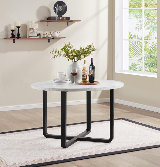 D180 - Melamin Round Dining Table - Black / White