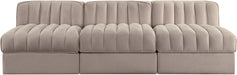 Rummi - Velvet Performance Fabric Upholstered 3 Piece Modular Armless Sofa - Stylish Home Furniture