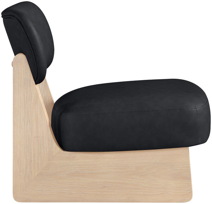 Vetra - Vegan Leather Upholstered Accent Chair With Natural Base - Stylish Home Furniture