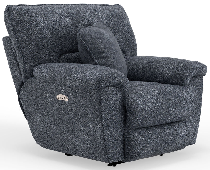 Paxon - Deep Seat Power Lay Flat Recliner With Power Adjustable Headrest - Smoke