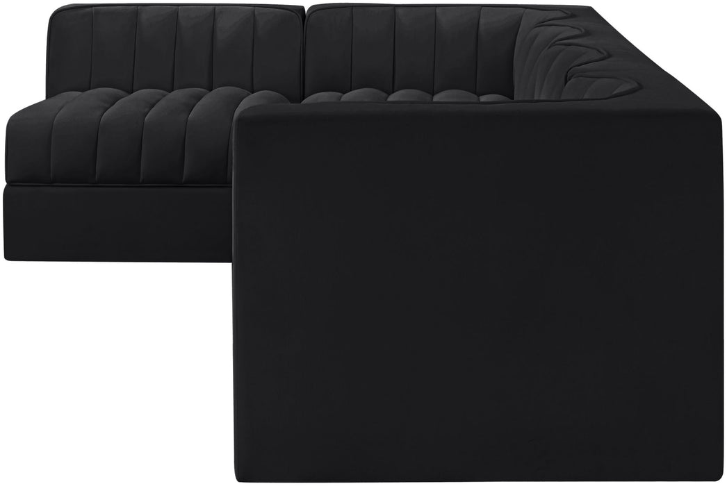Rummi - Velvet Performance Fabric Upholstered 5 Piece Modular Sectional, L-Shaped (Right) - Stylish Home Furniture