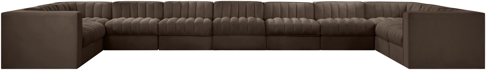 Rummi - Velvet Performance Fabric Upholstered 11 Piece Modular Sectional - Stylish Home Furniture