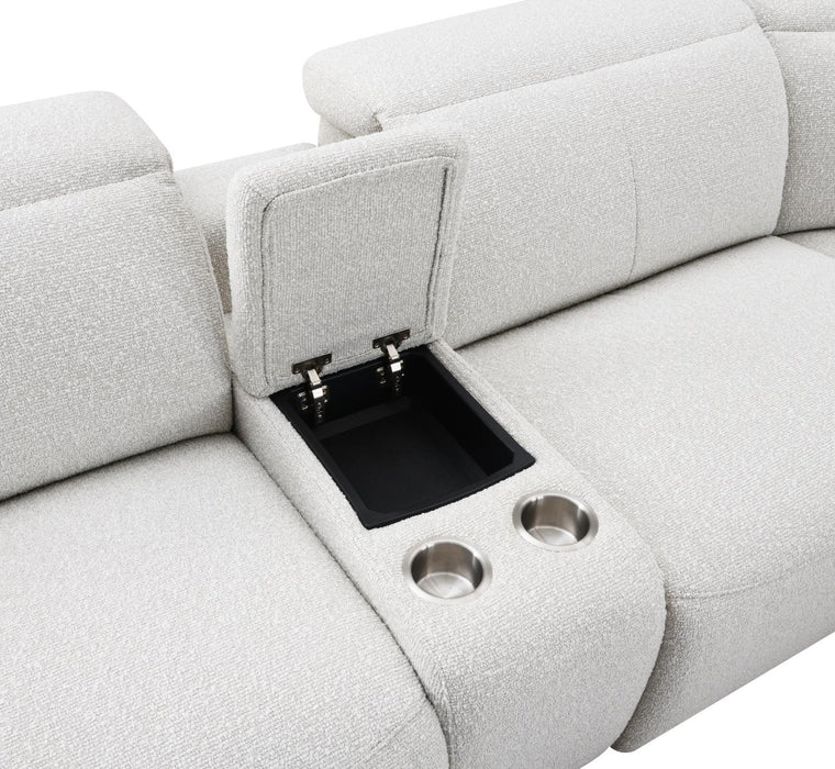 U15 - 6 Piece Beige Power Reclining Sectional With Power Headrest - White