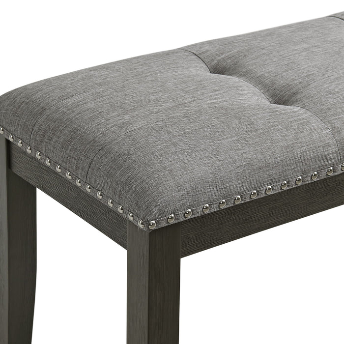 Everdeen - Bench With Gray Fabric and Nail Heads - Charcoal - Stylish Home Furniture