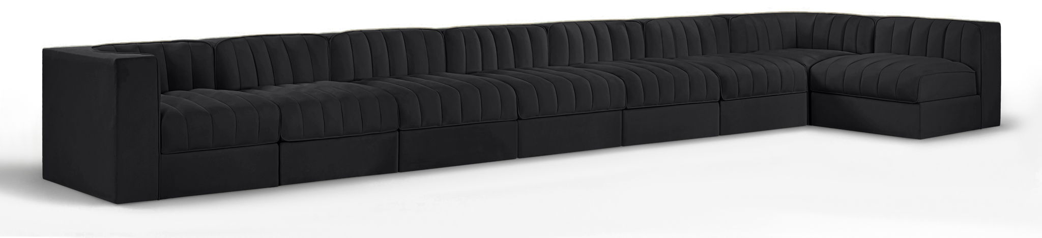 Rummi - Velvet Performance Fabric Upholstered 8 Piece Modular Sectional, L-Shaped (Right) - Stylish Home Furniture