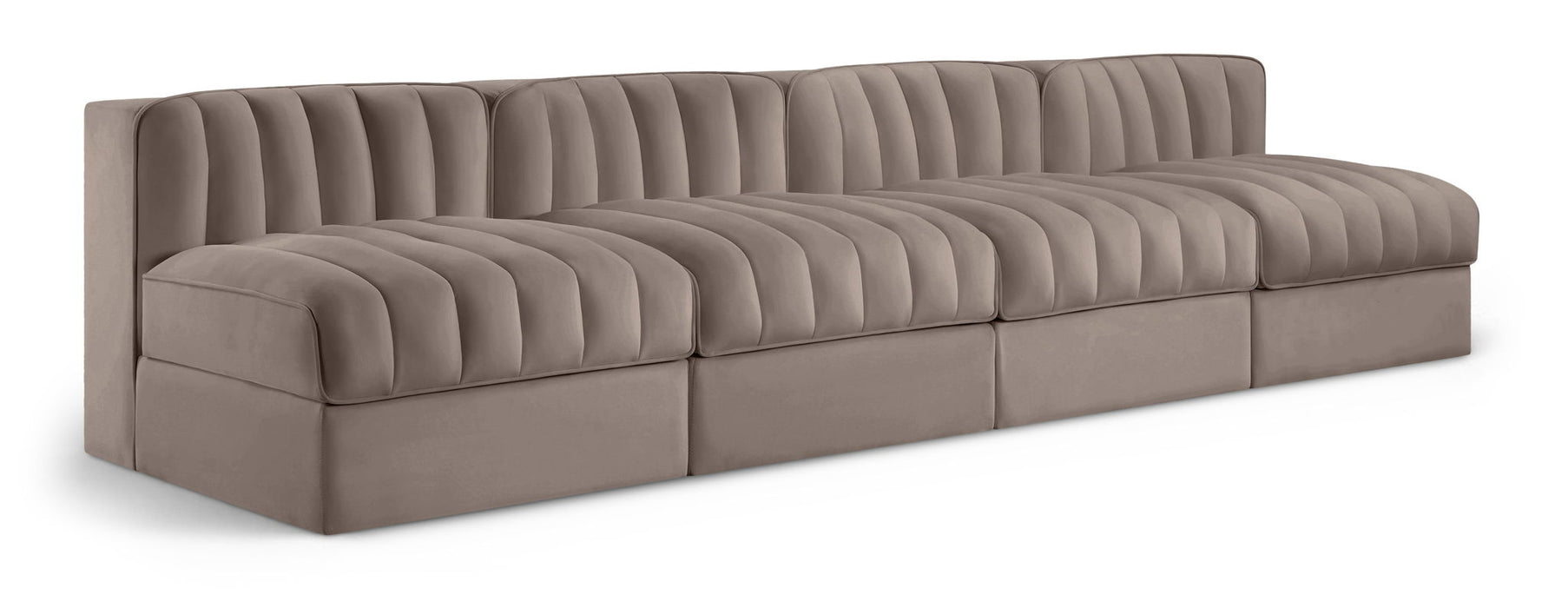 Rummi - Armless Velvet Performance Fabric Upholstered 4 Piece Modular Sofa - Stylish Home Furniture