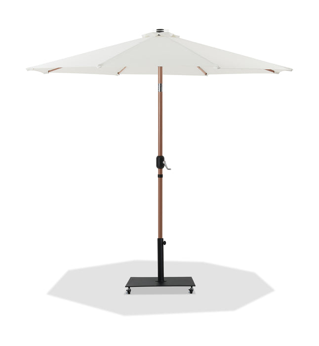 Fiji - Aluminum Patio Umbrella With Square Black And Teak Base