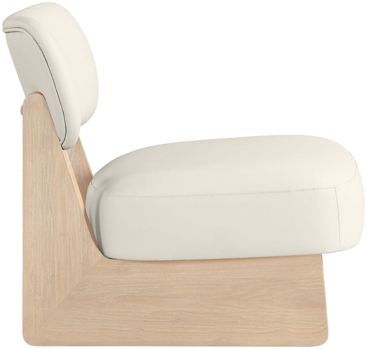 Vetra - Vegan Leather Upholstered Accent Chair With Natural Base - Stylish Home Furniture