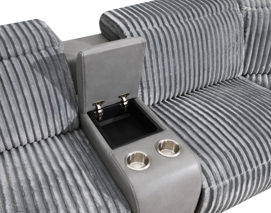 U13 - 6 Piece Gray Power Reclining Sectional With Power Headrest - Dark Gray