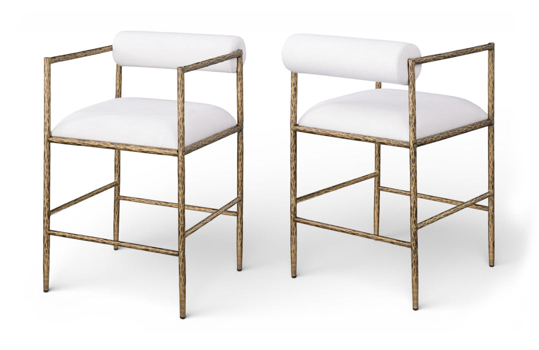 Axis - Linen Textured Cream Fabric Upholstered Counter Stool (Set of 2) - Stylish Home Furniture