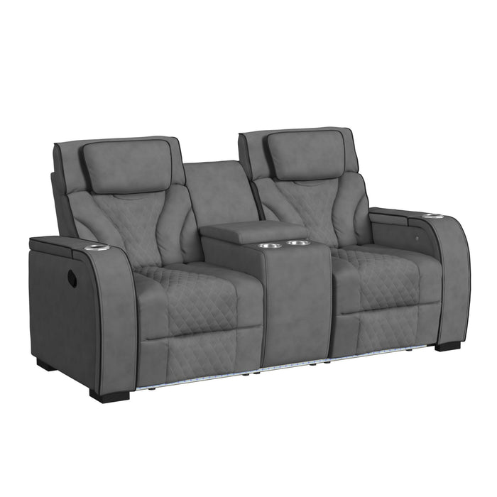 Blitz - Motion Loveseat With Console, And LED - Stylish Home Furniture
