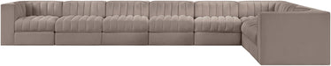 Rummi - Velvet Performance Fabric Upholstered 8 Piece Modular Sectional (With 3 Corner Chairs) - Stylish Home Furniture