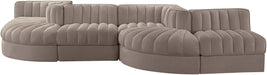 Rummi - Rounded Velvet Performance Fabric Upholstered 6 Piece Modular Sectional - Stylish Home Furniture