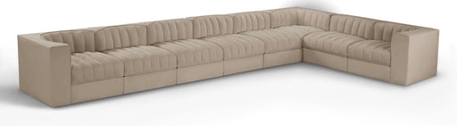 Rummi - Velvet Performance Fabric Upholstered 8 Piece Modular Sectional (With 3 Corner Chairs) - Stylish Home Furniture