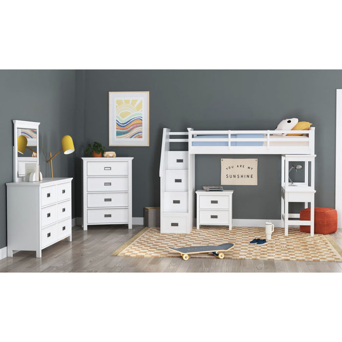 Hampton Kids - Loft Bed With Staircase And Desk With Speaker - Stylish Home Furniture
