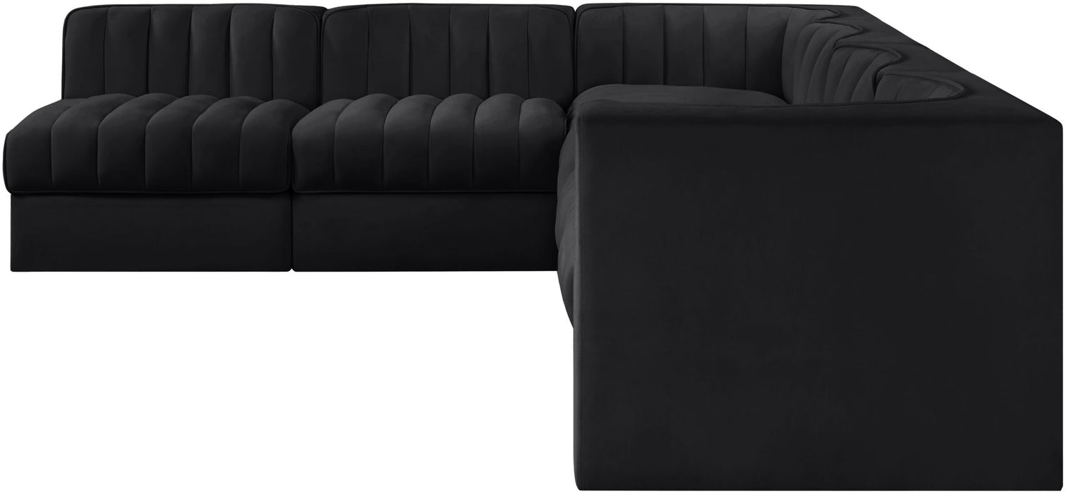 Rummi - Velvet Performance Fabric Upholstered 6 Piece Modular Sectional - Stylish Home Furniture