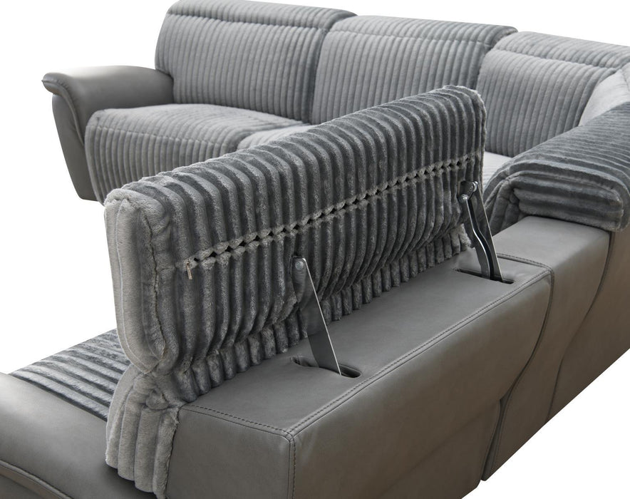 U13 - 6 Piece Gray Power Reclining Sectional With Power Headrest - Dark Gray