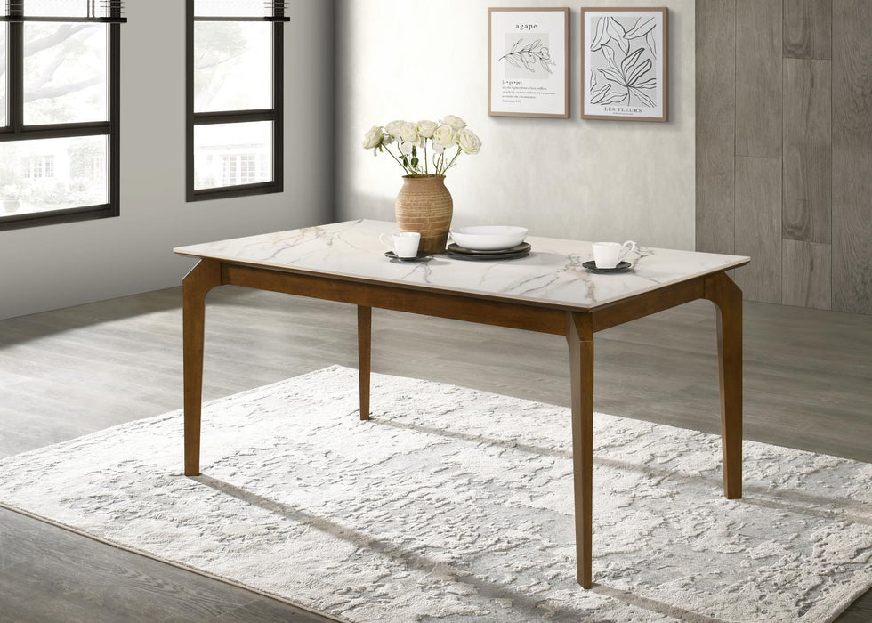 D124 - Rectangular Dining Table - Dark Walnut / Porcelain White