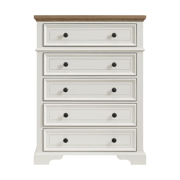 Eastwood - Youth 5-Drawer Chest - Brown And White - Stylish Home Furniture