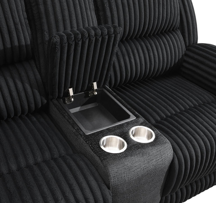 U144 - Corduroy Motion Loveseat - Black