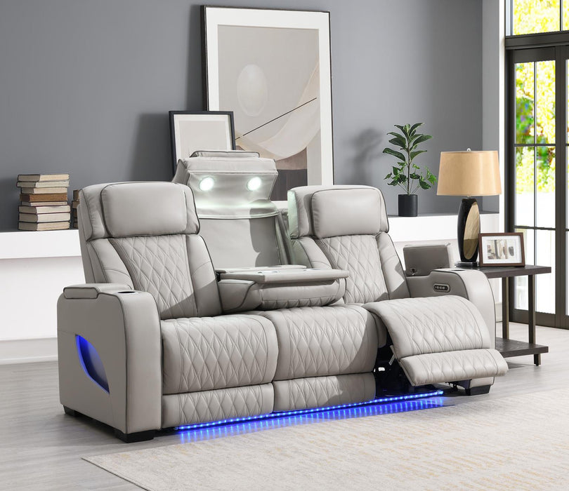 U71 - Power Reclining Sofa With Power Headrest, Reading Light, Massage, Heat, Ambient Lighting - Gray