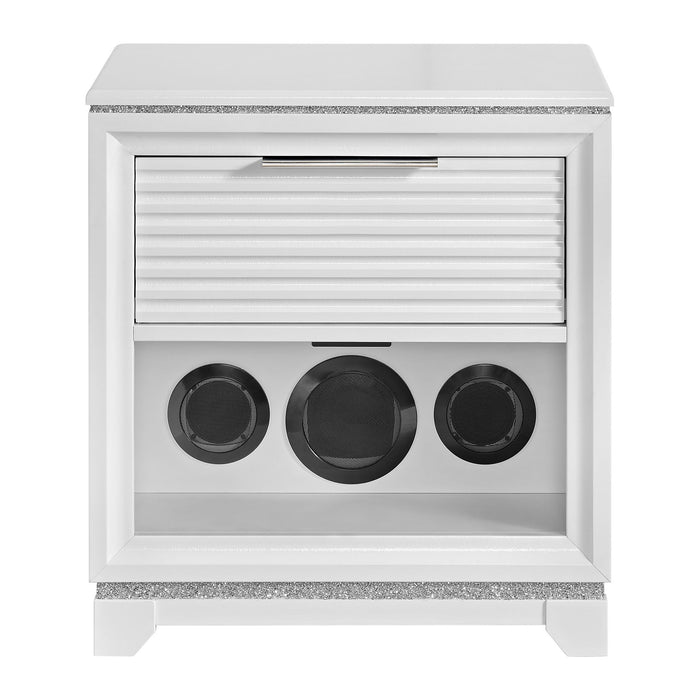 Denmark - 1-Drawer Nightstand With Speaker And USB - White - Stylish Home Furniture